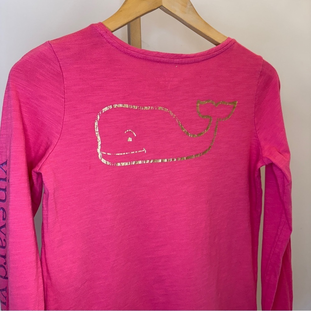 Vineyard Vines Kid’s Girl’s Pink Graphic Long Sleeve Shirt Causal Cotton Size L